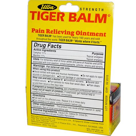ingredients in tiger balm ointment