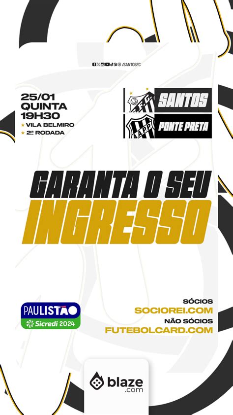 ingressos santos e ponte preta