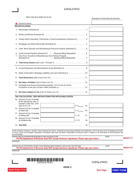 inheritance tax return pa forms