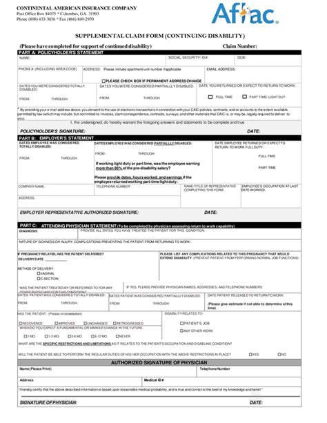 initial disability claim form aflac printable