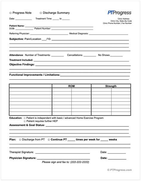 injury progress note form template
