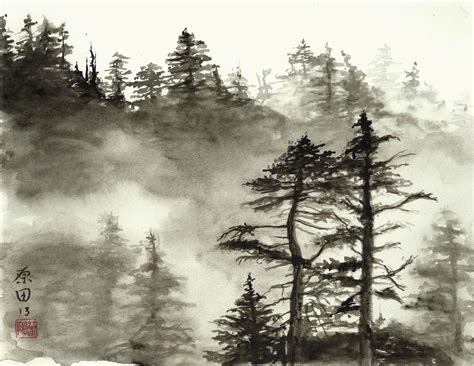 ink forest painting