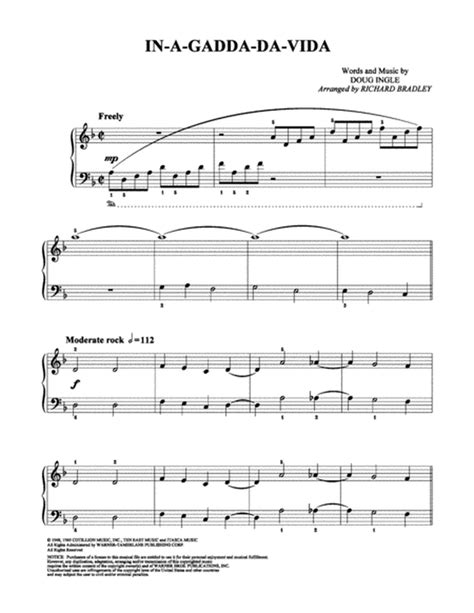 inna gadda da vida sheet music