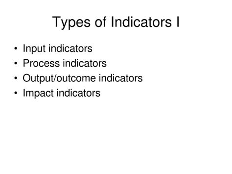 Input Indicators Examples