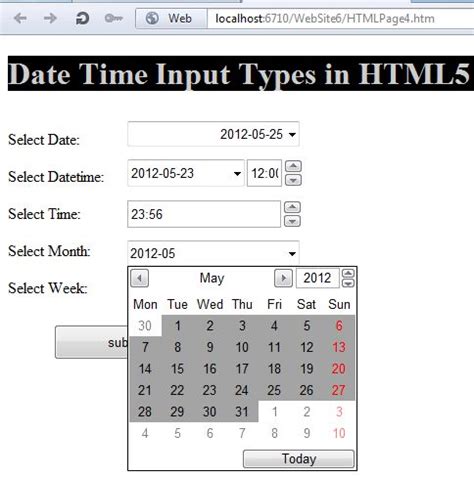 input type date in html format