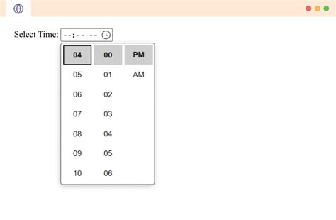 input type time html format