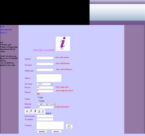inquiry form html code