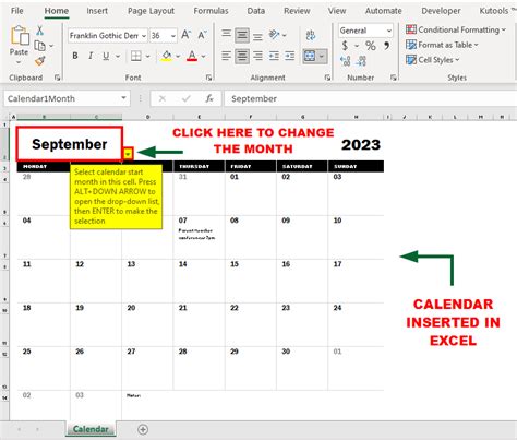 Insert Calendar In Excel Without Developer Tab