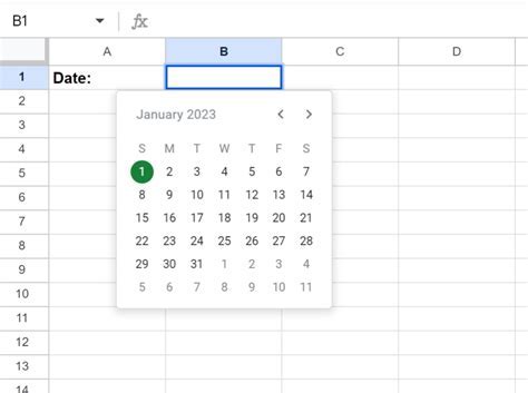 insert calendar selector in google sheets