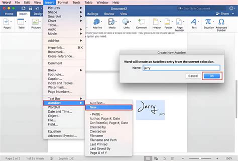 insert document in word mac