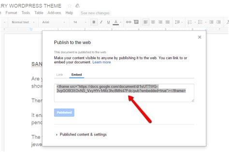 insert embed code in google docs