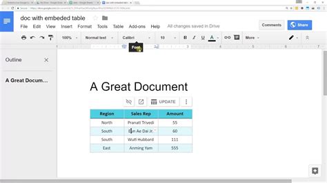 Insert Excel Sheet Into Google Doc