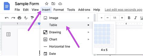insert form in google docs