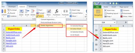 insert hyperlink in text in excel cell