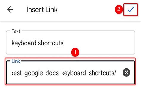insert link in google docs shortcut