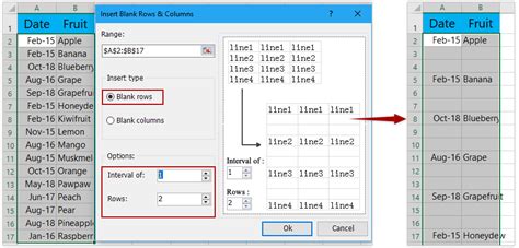 insert multiple blank rows between each row in excel