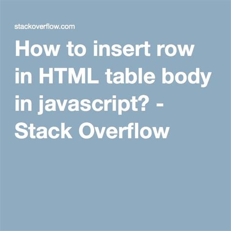 Insert Table Body Javascript