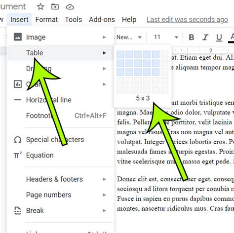 Insert Table Break In Google Docs