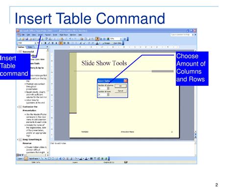 Insert Table Command