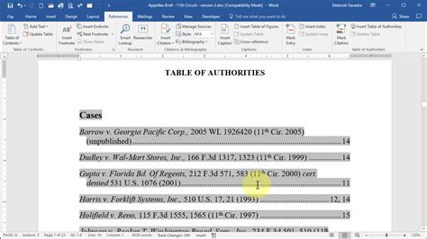 Insert Table Of Authorities In Word