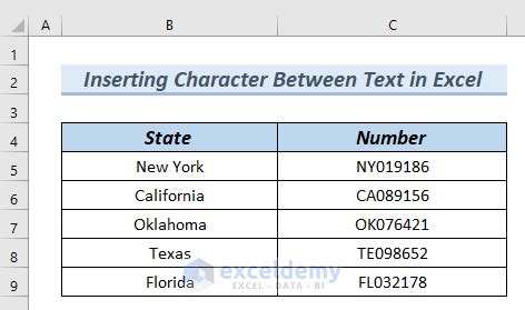 Insert Text Between Text In Excel