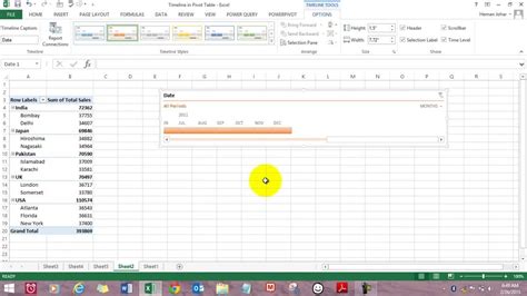 insert timeline in pivot table