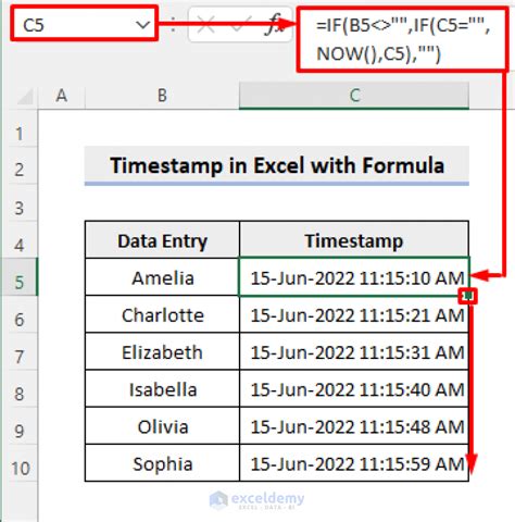 insert timestamp in excel when cell changes