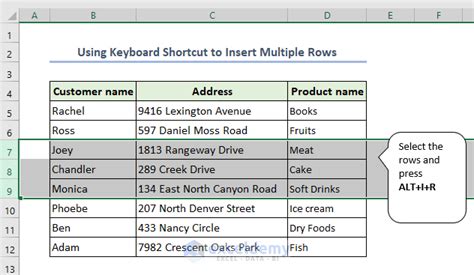 Inserting Multiple Rows in Excel