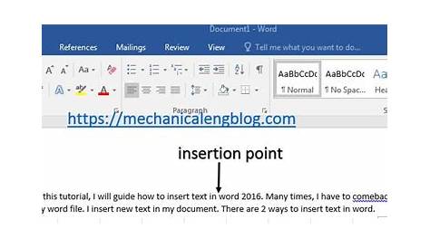 Insertion Point In Word 2016 Basics Of Working With Microsoft Tutorials