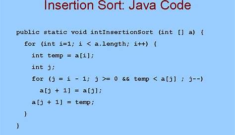 Insertion Sort Algorithm Java Code