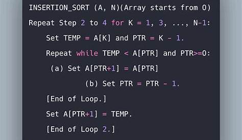 Insertion Sort Pseudocode Java In C, C++, With Examples & Time