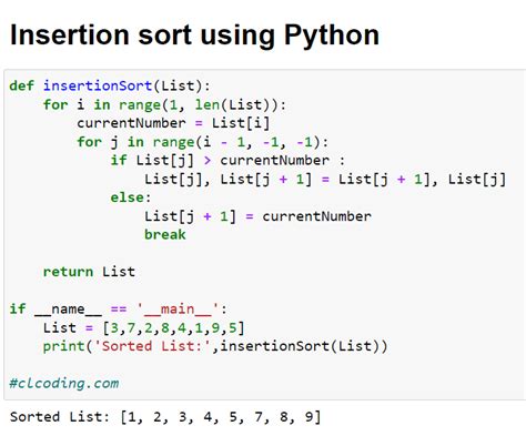 insertion sort in python code