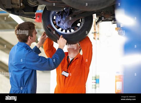 inspecting car wheel