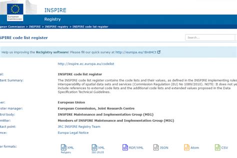 Inspire Code List Register