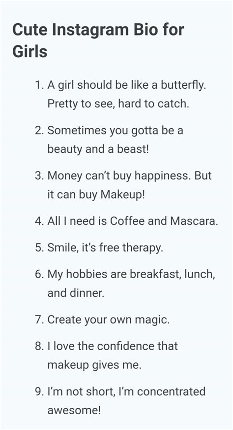 instagram bio short words for girl