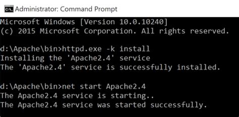 Install Apache Service Windows Command Line