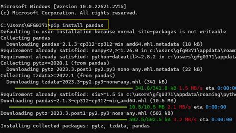 install pandas package