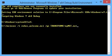 installing msi with mst command line