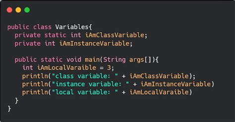 instance variable class variable and local variables in java