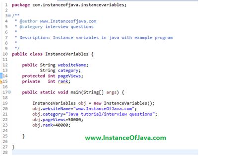 instance variable in java with example