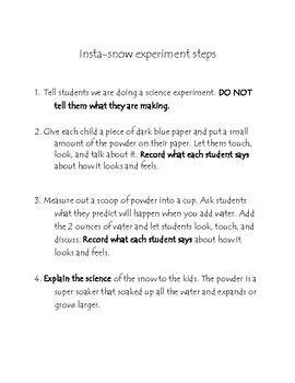Instant Snow Experiment Explanation