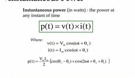 Average Power Formula Instantaneous Power Formula