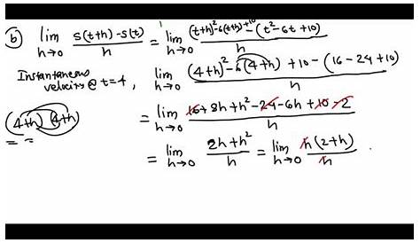 Instantaneous Velocity Formula Limit Using Process (Difference