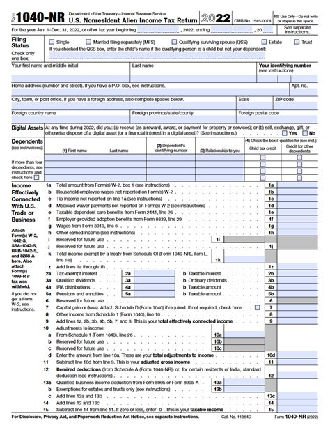 instructions for form 1040-nr 2023