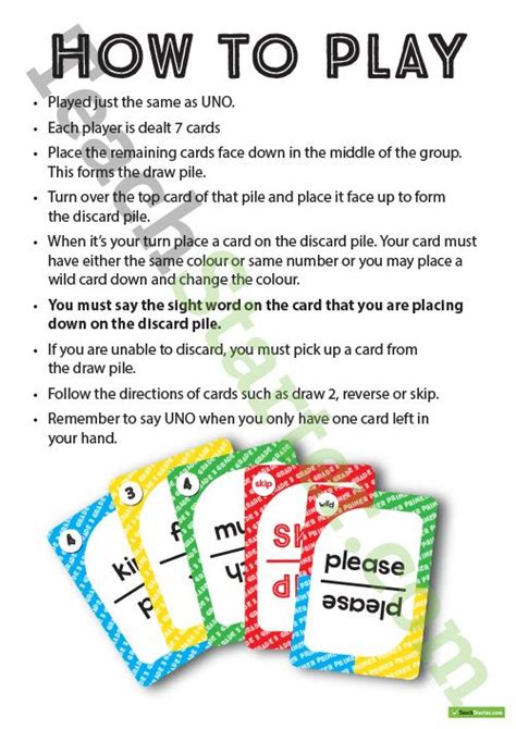 instructions for uno card game printable