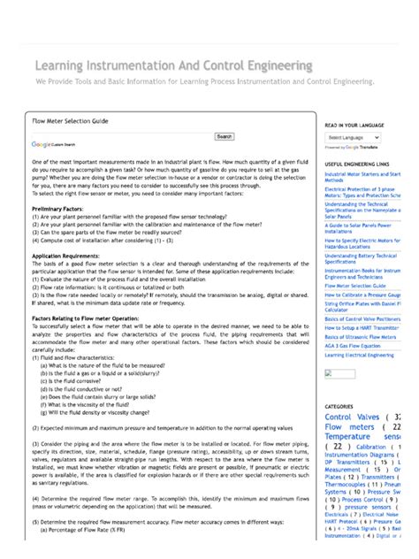 Instrumentation Selection Guide