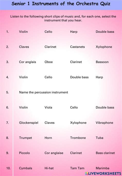 Instruments In Orchestra Quiz