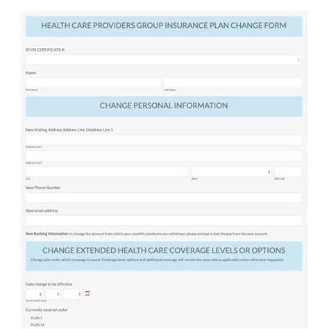 insurance information update form template