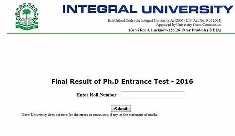 Integral University Odd Semester Result 2019 2020 2021 MBA