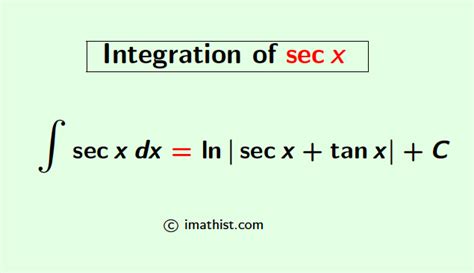 integral of secx derivation